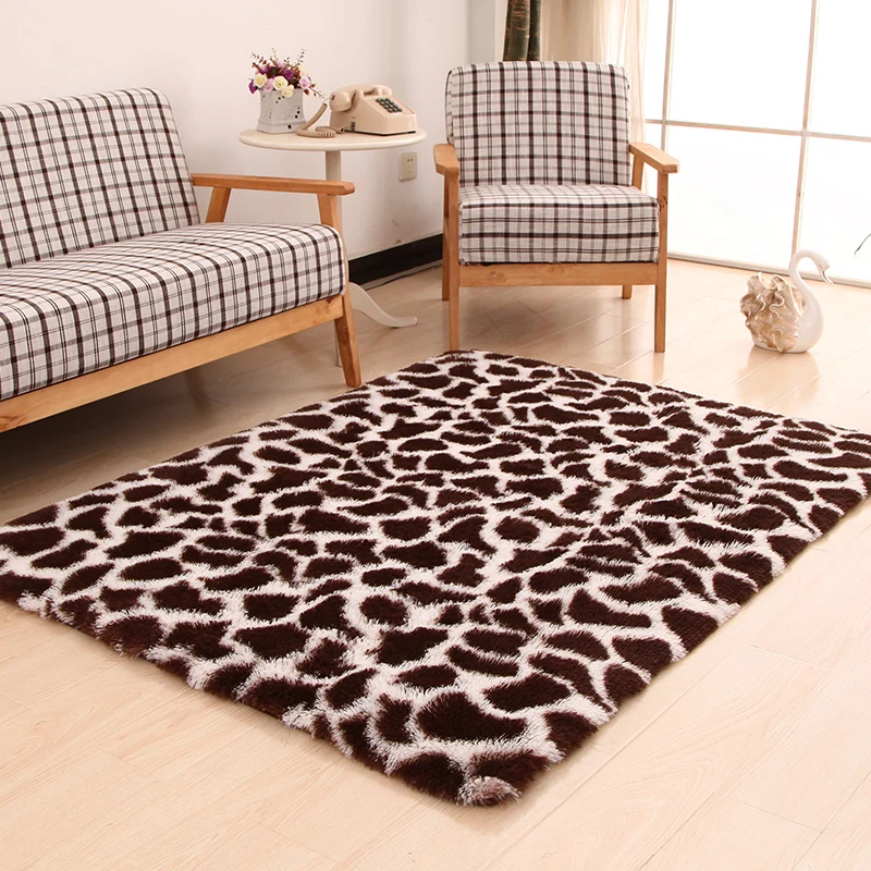 Leopard Silky Plush fluffy Area Rugs Home Decor Sofa Table Floor Mats Thicken Bedroom Bedside