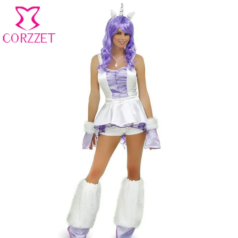 Blanc / violet adulte femmes fantaisie licorne Costume Cosplay animaux Costume Sexy Halloween Costumes xl,