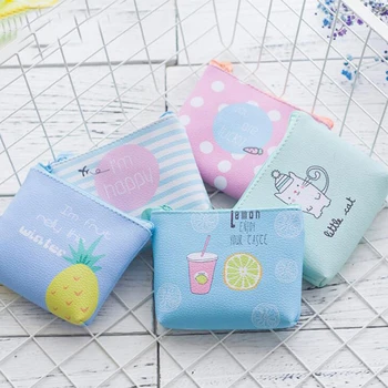 

2019 New Brand Wallets For Women Girls Purses Small Fresh Preppy Style PU Coin Wallet Fashion Fruits Pattern Cartoon Coin Purse