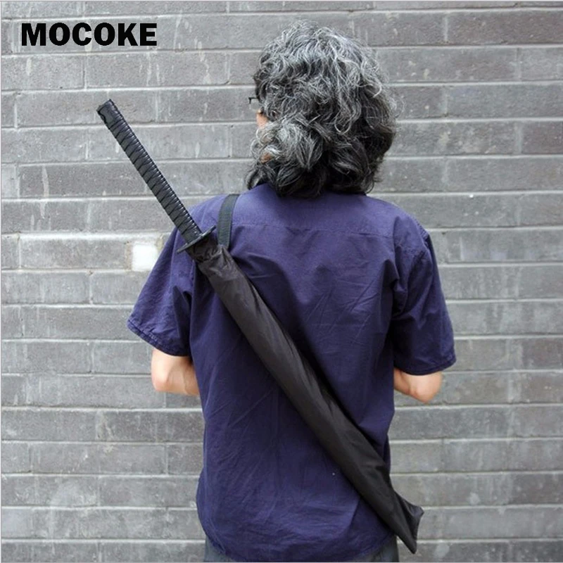 Японский самурайский меч ниндзя с длинной ручкой, ручной зонтик, ветрозащитный, 190 т, эпонж, металлический вал, 8 ребер/16 ребер/24 ребра, черный