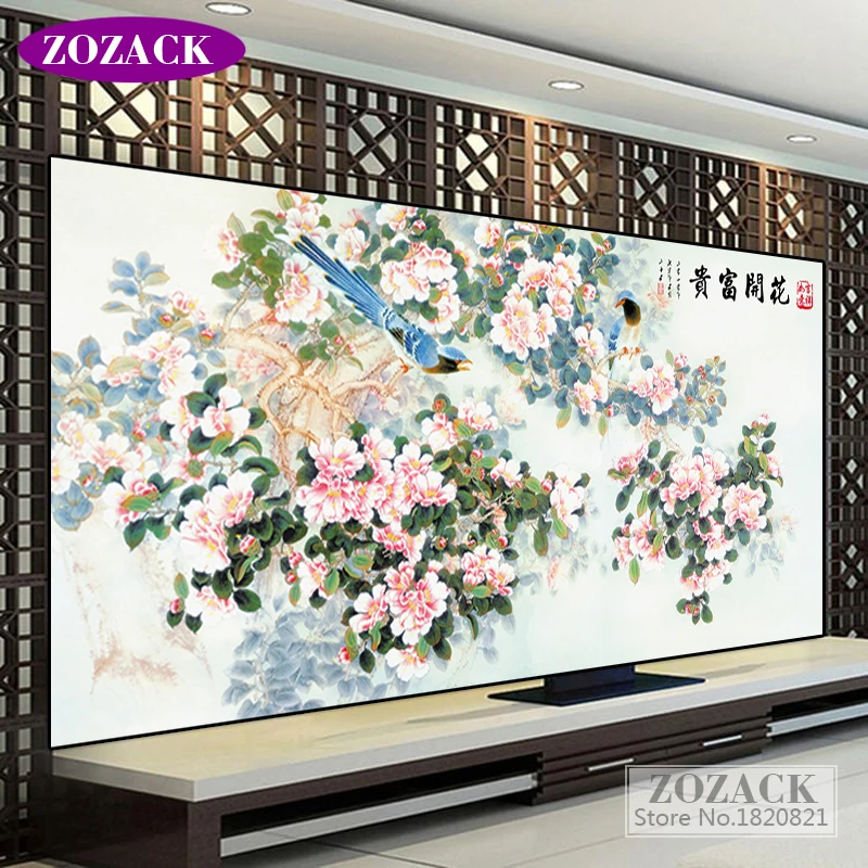 

Zozack Plum blossom bird patterns counted printed on canva fabric DIY DMC cross stitch kits full embroidery needlework sets,deco