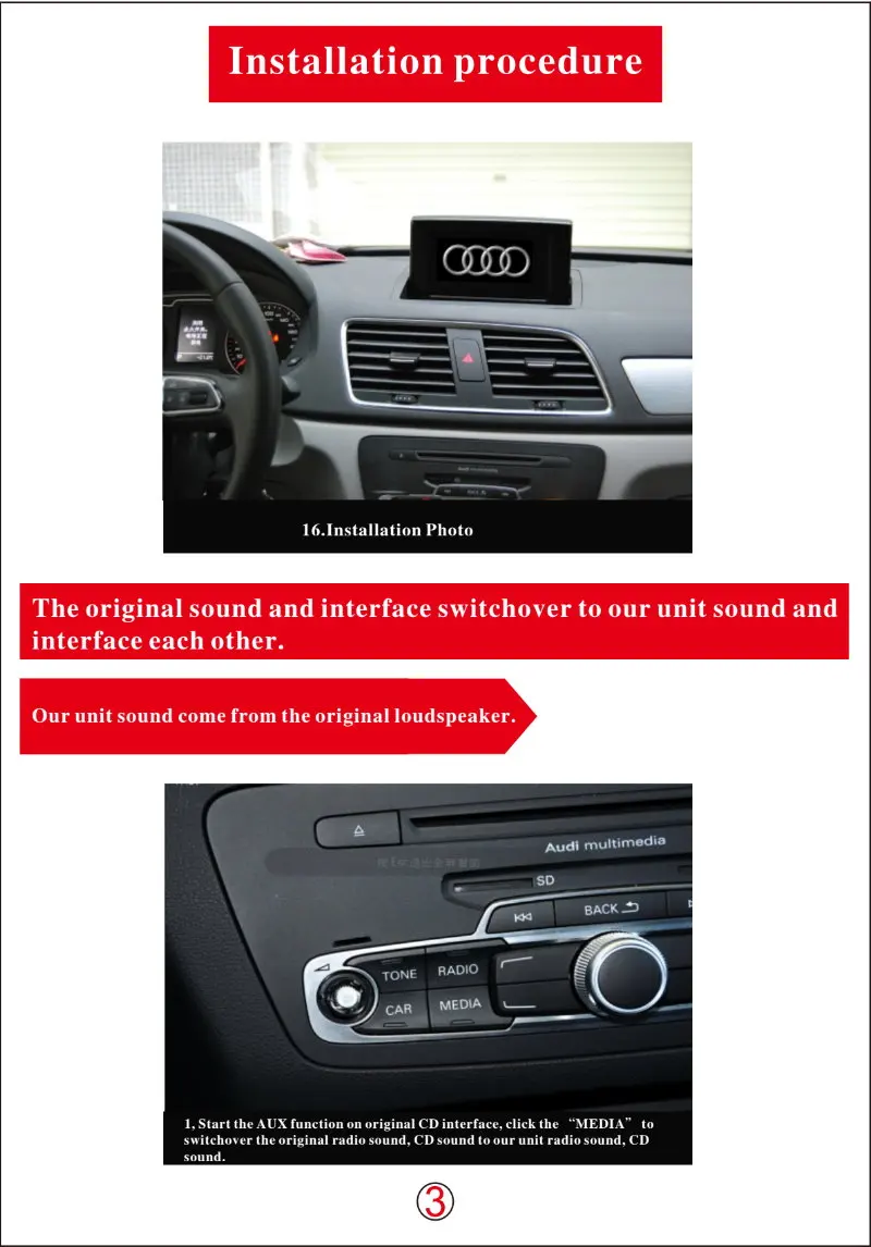 Cheap Liislee Android Multimedia For Audi Q3 8U RS 2011~2018 With AUX Stereo Radio DVD Player Mirror Link GPS Navi Navigation System 12