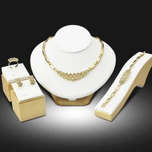 Dubai Gold Color Jewelry Sets Nigerian Wedding African Beads Crystal Bridal Jewellery Set Rhinestone Ethiopian Jewelry