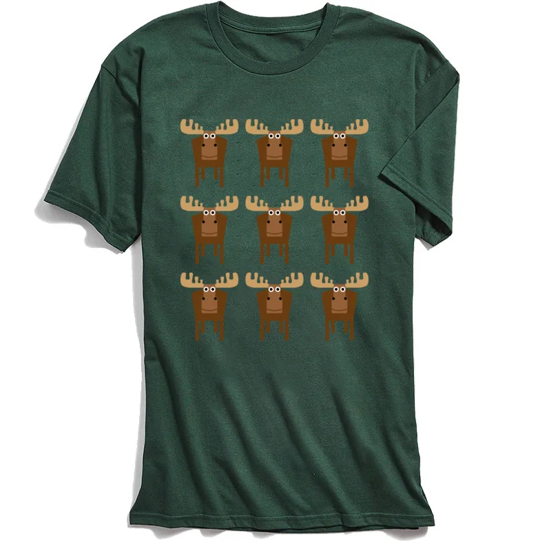Plain Multiple Moose Crazy Top T-shirts Crewneck 100% Cotton Men Tops Shirt Short Sleeve Summer Autumn Crazy Sweatshirts Multiple Moose dark
