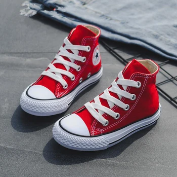 

Children Casual Shoes Unisex 2019 Classic High Top Girls Canvas Shoes Student Lace up Sneakers for Boys New Toddler Shoes
