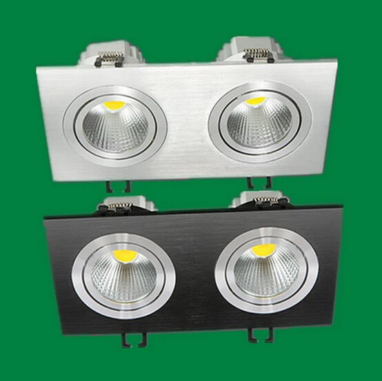 

White/Black/silver shell double cob 20w led ceiling light dimmable 2*10w spot light recessed AC85-265v warm natural cold white