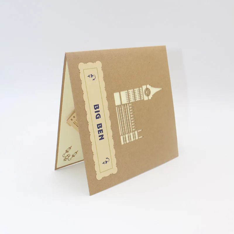  3D Laser Cut Handmade Retro Big Ben Paper Invitation Greeting Cards PostCard Business Kids Birthday - 32794023812