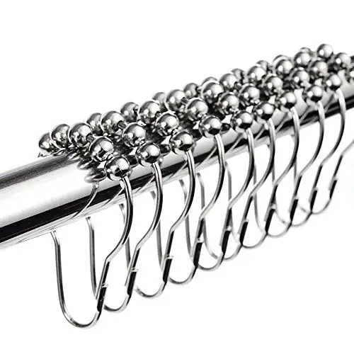 

FUHAIHE Premium Rustproof Stainless Steel Shower Curtain Hooks, 100% Stainless Steel, Set of 12-Polished Chrome