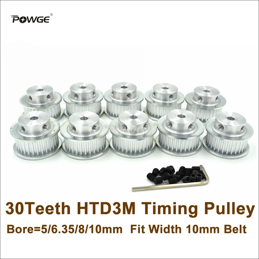 POWGE 10pcs 30 Teeth 3M Timing Pulley Bore 5/6.35/8/10mm Fit Width 10mm HTD Belt 30T 30Teeth CNC Engraving | Обустройство дома