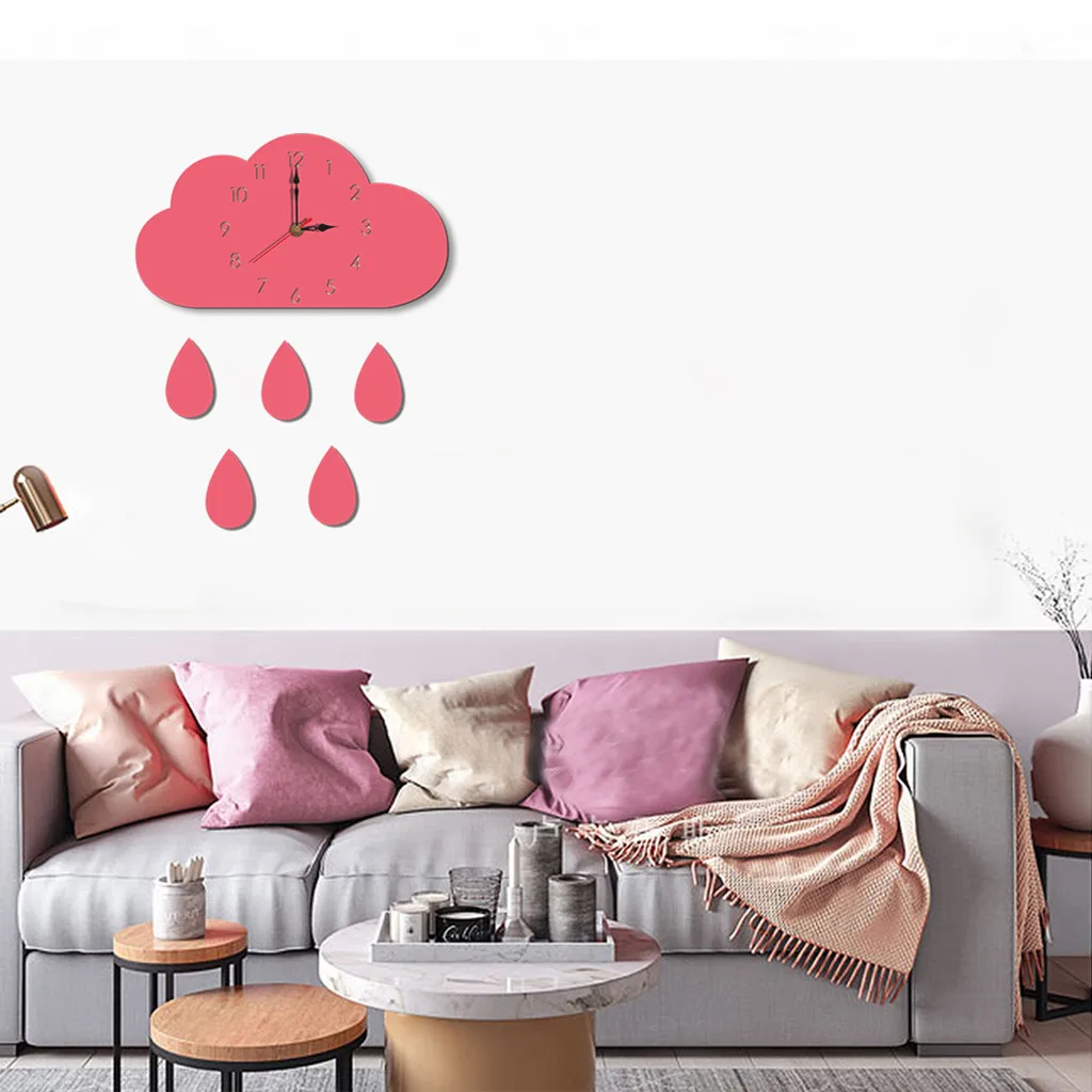 

2019 New High Quality Nordic Style Cloud Digital Wall Clock Silent Wooden Clock for Home Living Room Wall Watch reloj de pared
