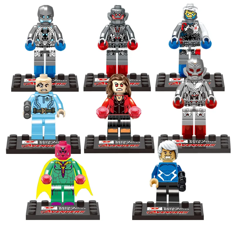 Goede 8 stks Super Heroes De Avengers Wanda Vision Ultron Quick Sliver Monteren Model Bouwstenen minifig Kinderen Speelgoed Geschenken