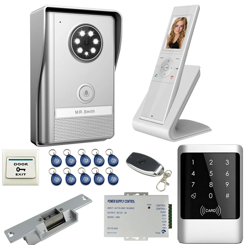 

JERUAN Wireless Video Doorbell Door Phone Intercom System Night Vision IP55 waterproof Camera+Metal RFID Touch Access controller