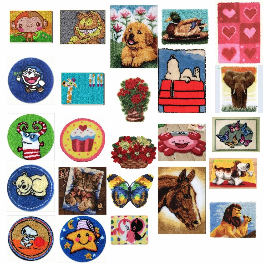 

ANIMALS 8 shipping Latch Hook Kit Rug Cushion Pillow Mat DIY Craft Flower Cross Stitch Needlework Crocheting Rug Embroidery