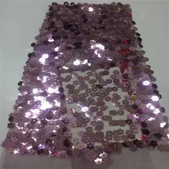

2019 Latest African tulle Lace Fabric High Quality Nigerian Lace Fabric For Wedding African sequins Lace Fabric purple