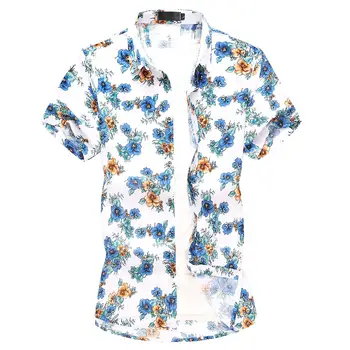 

Casual Shirt Hawaiian Camisetas Mens Clothing Blouse men Hip hop Summer Plus size Beach leisure Men's Shirts Flower