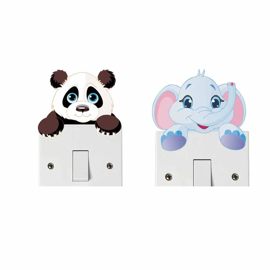 

Cute Animals Elephant Panda Light Switch Sticker Removable Wall Sticker For Kids Baby Nursery Home Decal Mural Decor