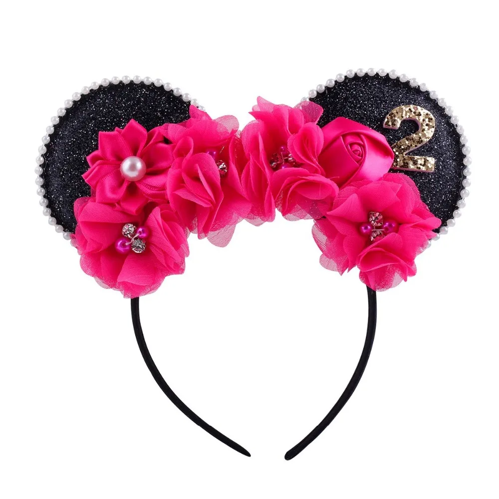 

New Fashion Minnie Mouse Ears Hairband With Sequin Hair Bows For Kids Girls Cute Bling Bow Headband Hair Hoop Hair Accessories