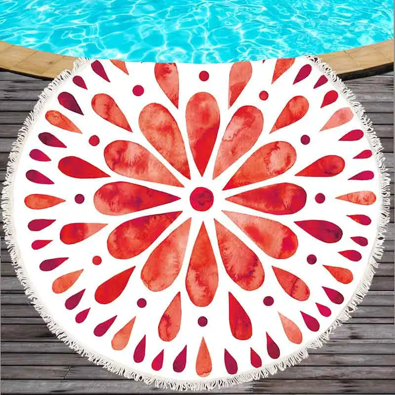 Pink Mandala Round Beach Towel Sunscreen Bohemian Circle Serviette