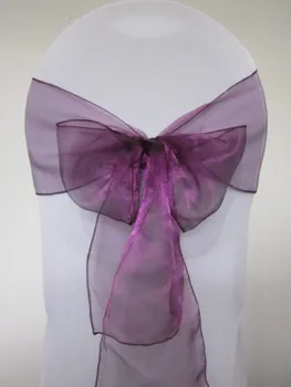 

Dark Purple Sonw Organza Chair Sash For Wedding Event &Party Decoration