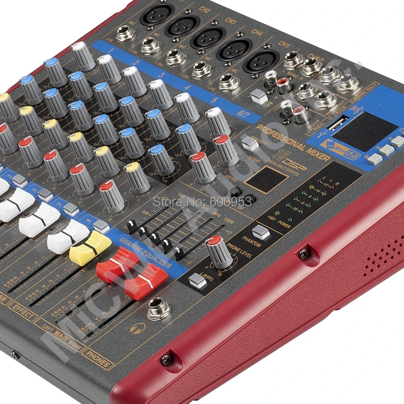 Pro Red Gray 7 Way Karaoke Stage Home Mixer Mixing Console Sound Voice Processor Wireless Bluetooth SMR-701USB