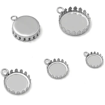 

Stainless Steel Pendant Findings 12mm 15mm 18x25mm 13x18mm Oval Round Crown Bezel Glass Cabochons Base Blanks DIY Jewelry Making