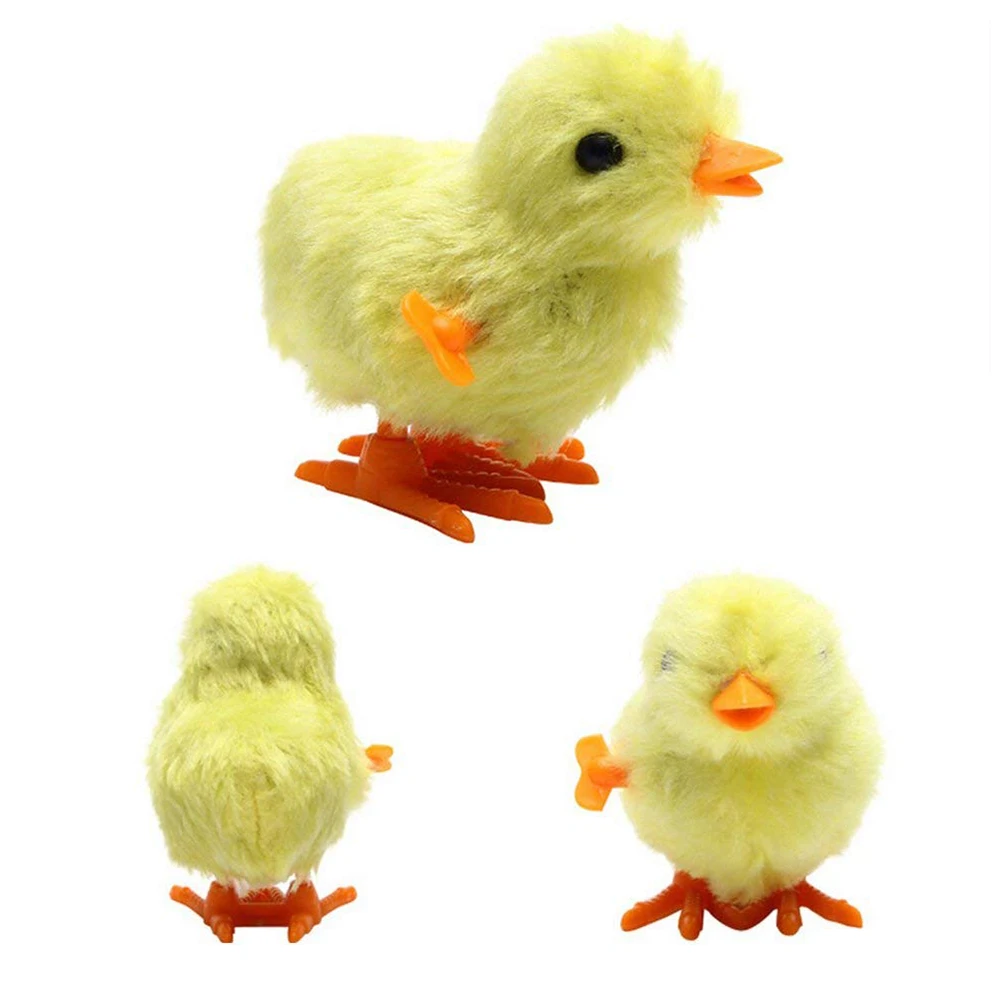 1 Piece Fuzzy Chick Hopping Wind Up Toy Clockwork ChickenStuffed