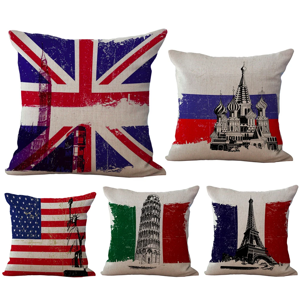 

Vintage City Statue of Liberty Neck Body Pillowcase Linen Bed Pillows Cover Couch Seat Cushion Throw Pillow Home Decoration Gift