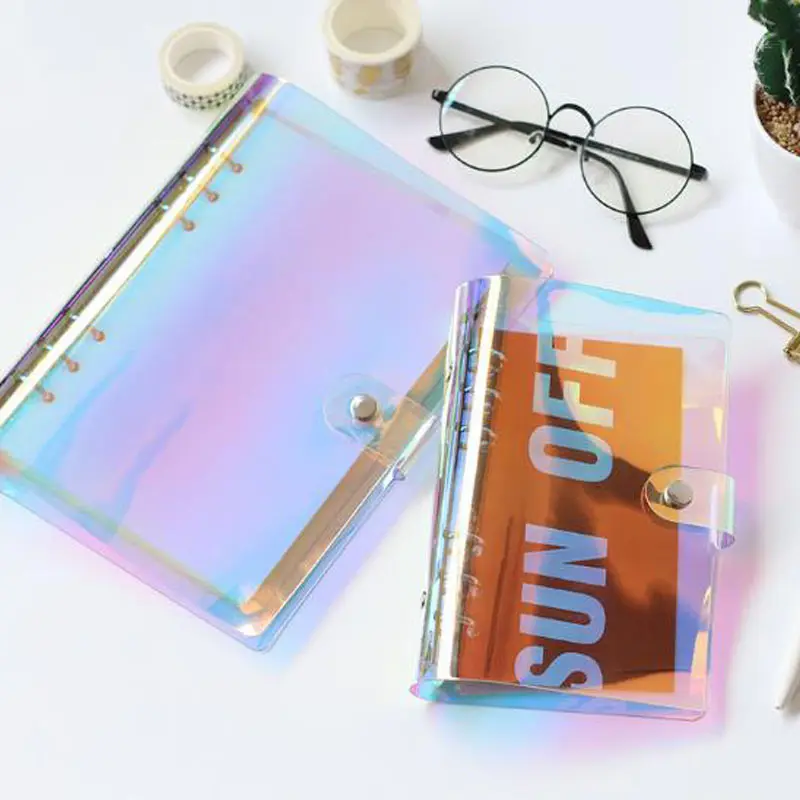 блокнот с гелевой обложкой. маленький блокнот на кольцах. блокнот с прозрачной обложкой на кольцах. обложка для тетради прозрачная. блокнот переливающийся.