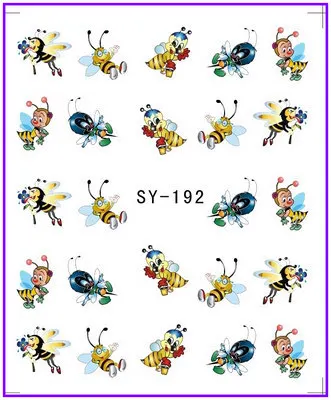 

1X Water Stickers Nail Decals Stickers Water Transfers Decal Cartoon Bee SY192