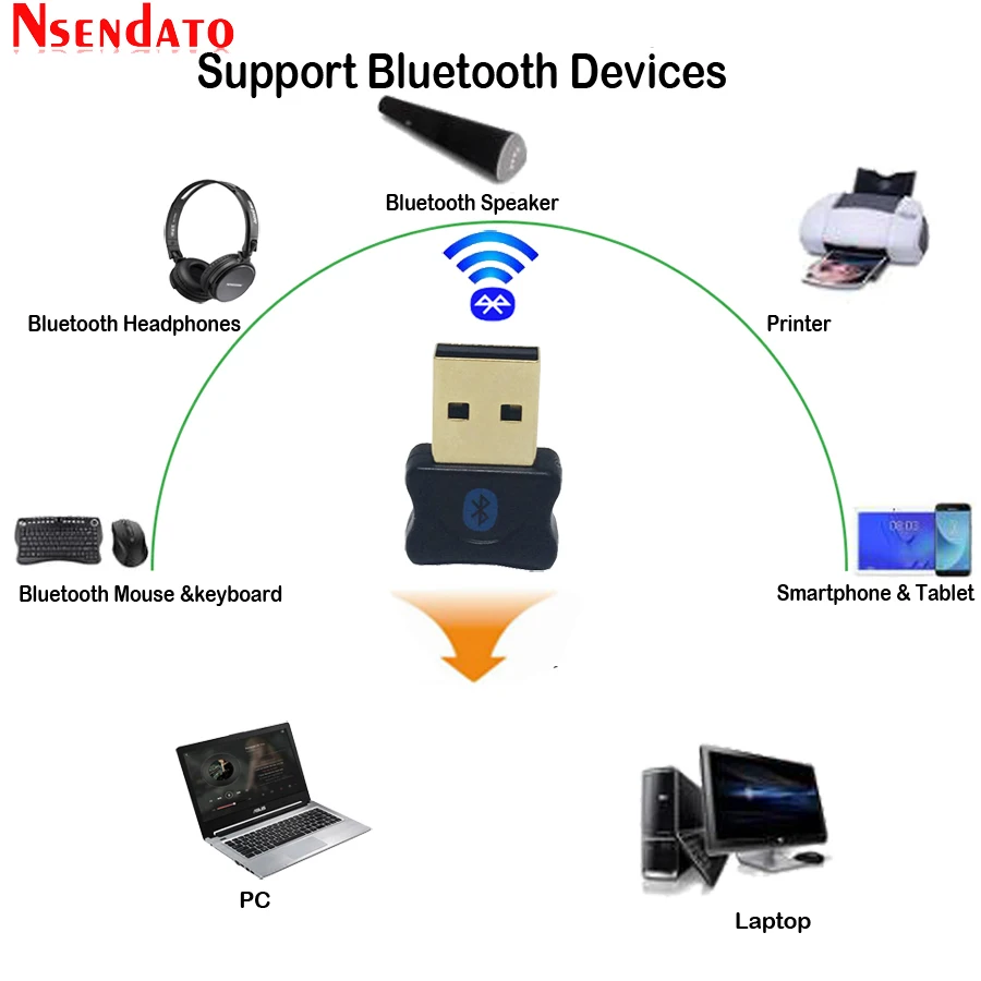 En venta Adaptador de USB inalámbrico Bluetooth 5,0 Dongle sonido de música Adaptador de largo alcance Bluetooth 5,0 receptor de la música para ordenador PC y portátil exoXA5rjy