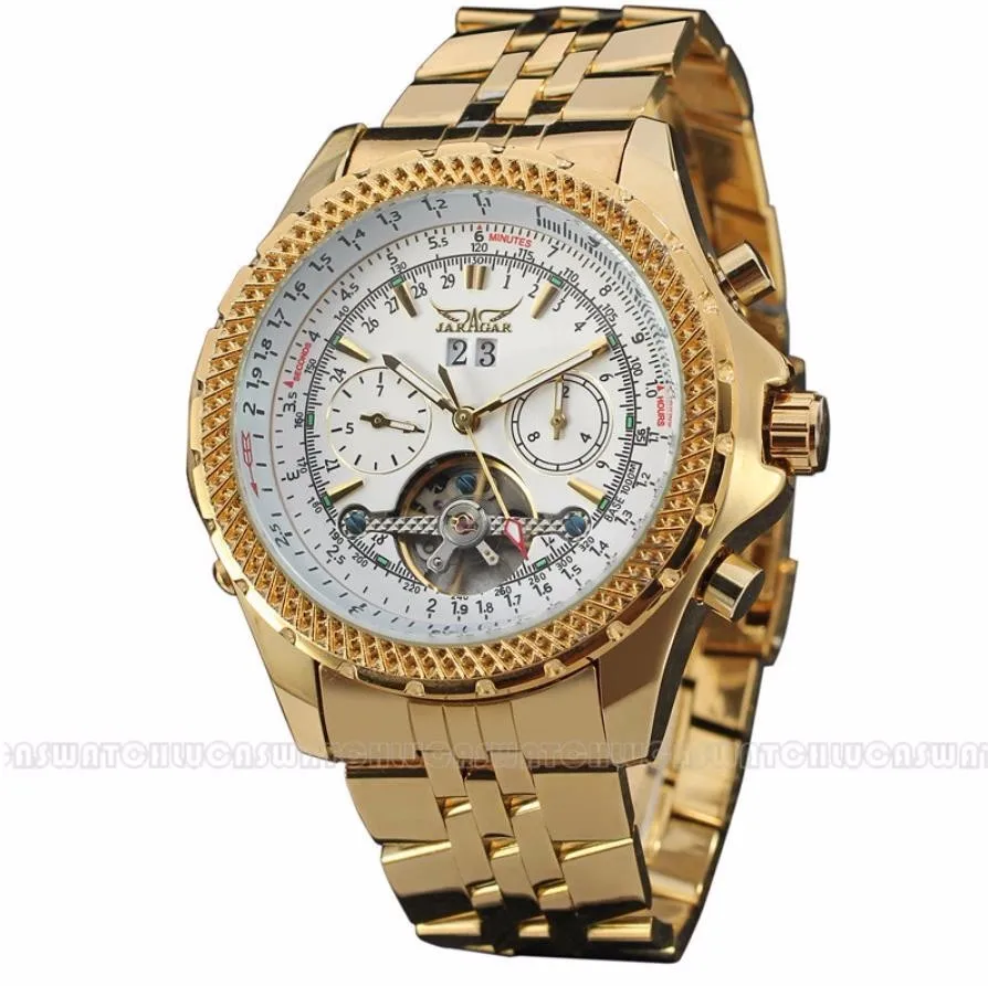 Золотые мужские часы с большим циферблатом, лучший бренд класса люкс, автоматические самоходные часы Relogios Masculino, военные часы, механические тourbillon часы