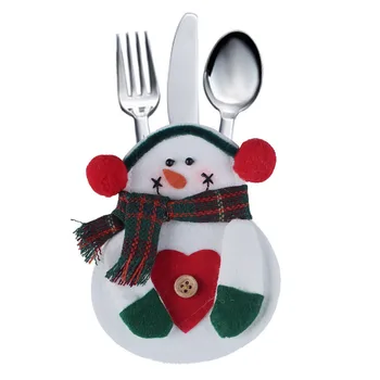 

8pcs/set Xmas Decor Snowman Kitchen Silverware Knifes Forks Tableware Holder Pocket Christmas Decoration Supplies
