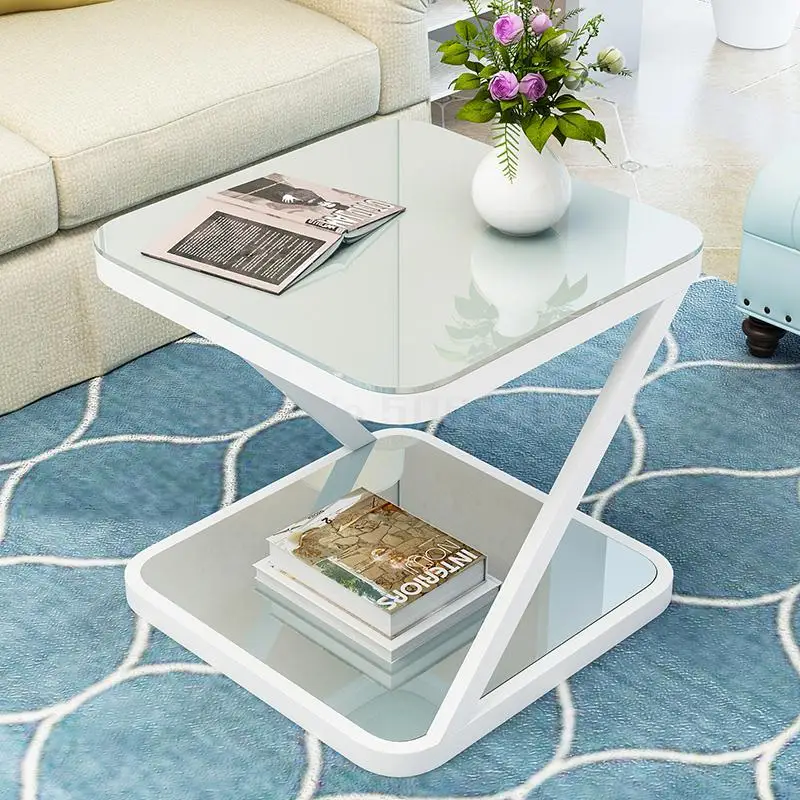 Нордический мини-уголок, простой современный креативный чайный столик из закаленного стекла, спальня, маленький квадратный стол и диван