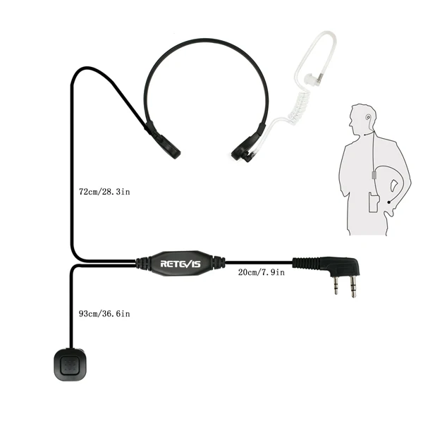 2 шт. горло Mic PTT Динамик для Kenwood BAOFENG UV-5R Baofeng BF-888S Retevis H777 Retevis RT3 RT-5R TYT радиолюбителей C9007A