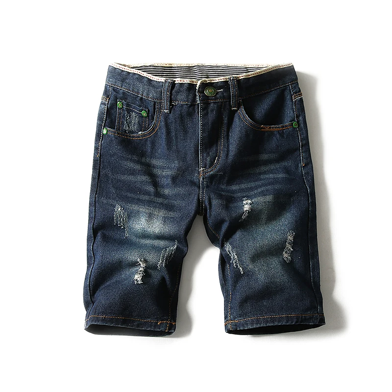 

2018 Summer Men's Brand Denim Shorts Casual Knee Length Short Men's High Quality Denim Shorts Men's Hole Denim Shorts