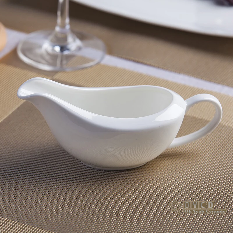 Bone china Tableware western food gravy boats pure white ceramic