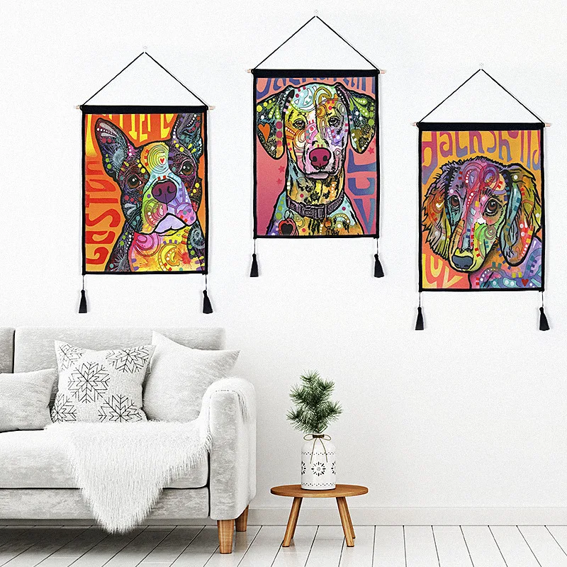 

Creative Hanging Painting for Living Room Wall Decoration Colorful Dog Design Canvas Printing Paint By Numbers Wall Art Pictures