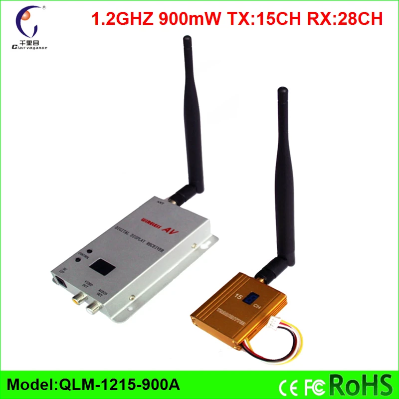  1.2 GHz 15CH 900mW mini wireless video transmitter receiver FPV long range wireless transmission kit Free Shipping 