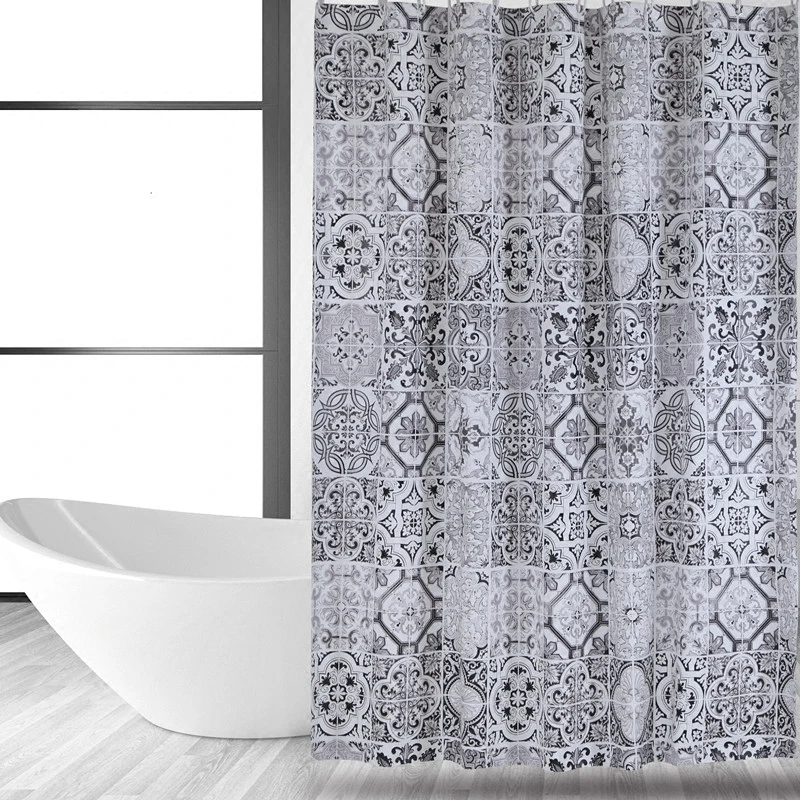 2018 new gray tile PEVA shower curtain bathroom curtain curtain