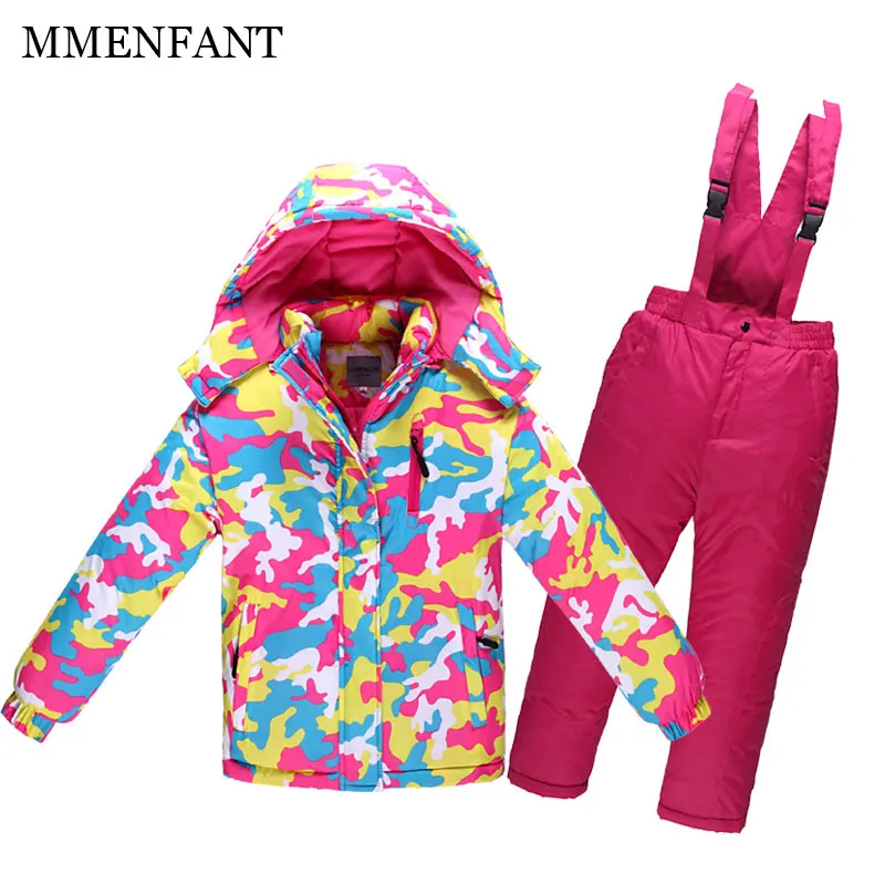 

Children Outerwear new 2018 winter girls Warm Coat Sporty Ski Suit Kids Clothes Sets Waterproof Windproof boys Jackets For 3-14T