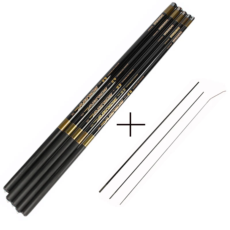 

Telescopic Fishing Rod 3.6M-7.2M Carbon Fiber Fishing Rod Ultra-light Hand Pole Stream Rod for Carp Fishing with 3 Free Top Tips