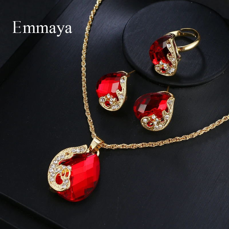 Emmaya модный бренд класса люкс AAA кубический циркон кристалл серьги ожерелье кольцо Набор для женщин популярный свадебный ювелирный набор подарок
