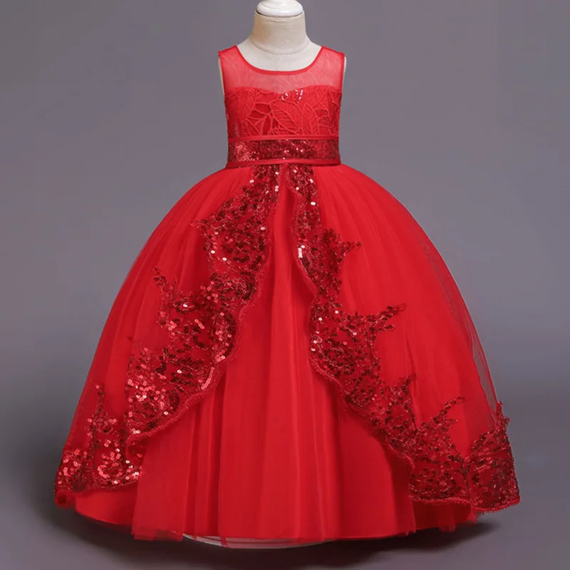 Новое кружевное платье принцессы Детское платье с цветочной вышивкой для девочек, винтажные Детские платья для свадебной вечеринки, классическое бальное платье, 14 лет