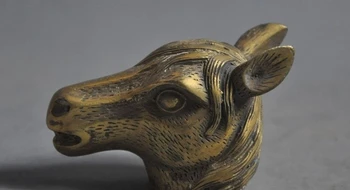

Chinese Folk Feng Shui Brass Zodiac Year Horse Head animal Statue Sculpture
