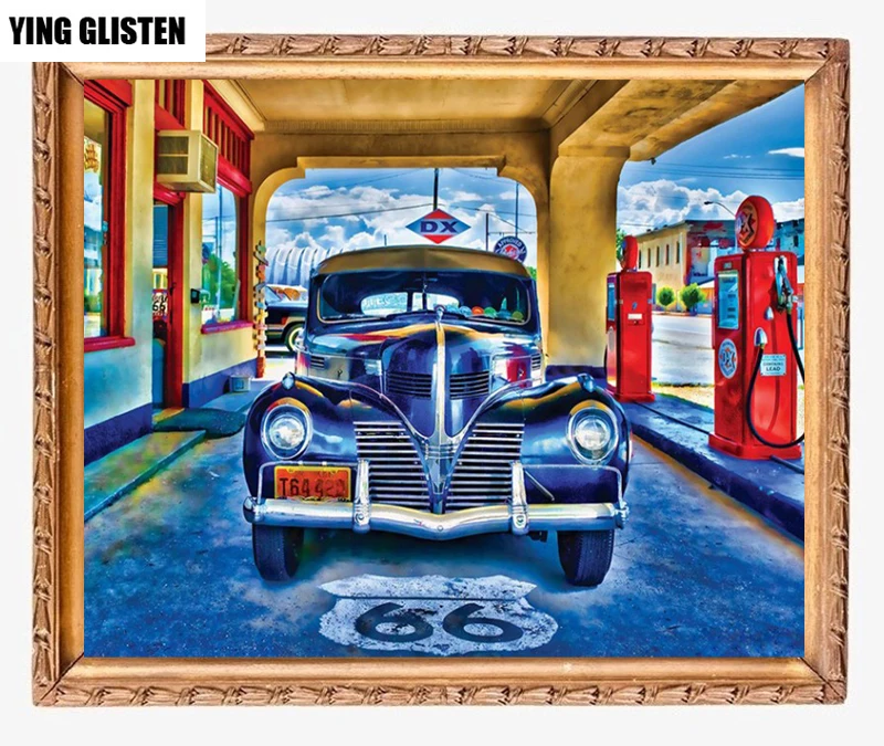 Ying Glisten 5D'Car Auto gas station'Craft Diamond Painting Diamond
