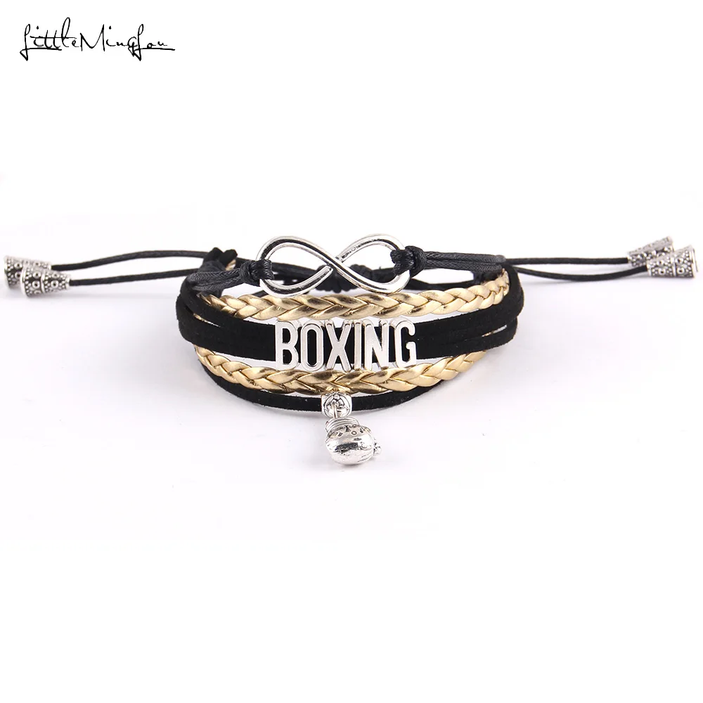 

Little MingLou Infinity Boxing bracelet boxing glove charm adjustable Strap tassel men bracelets & bangles for women jewelry