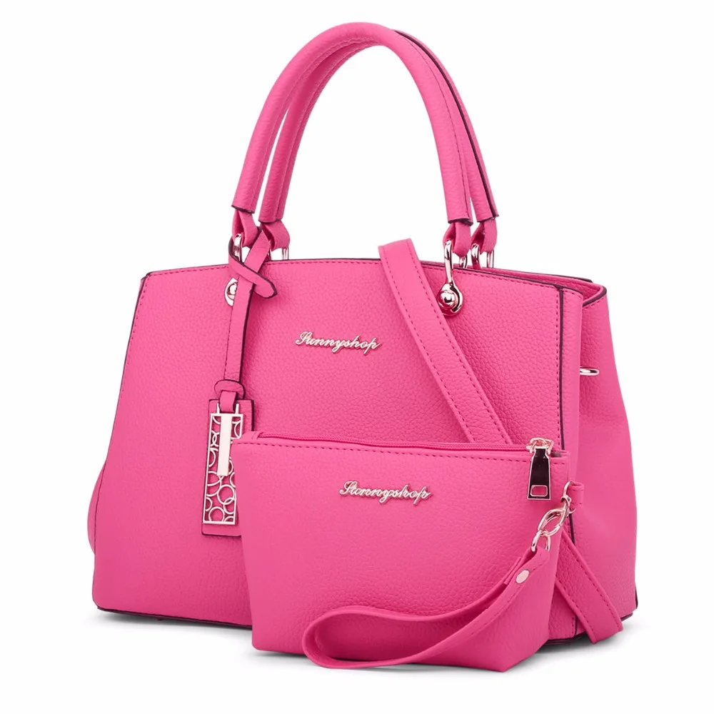 

Luxury Brand Leather Women Handbags 2 Pcs Composite Bags Set Lady Shoulder Crossbody Women Bag Female Wallet Clutch Bags