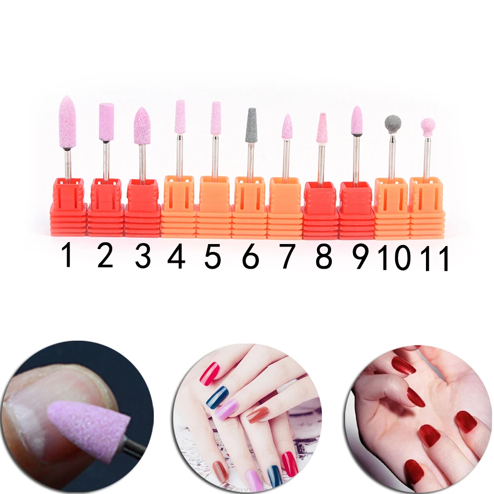 1PCS Ceramic Stone Burr Electric Manicure Nail Drill Bit Removal Deal Skin Pro Rotary File Accessory Pink/Gray/White