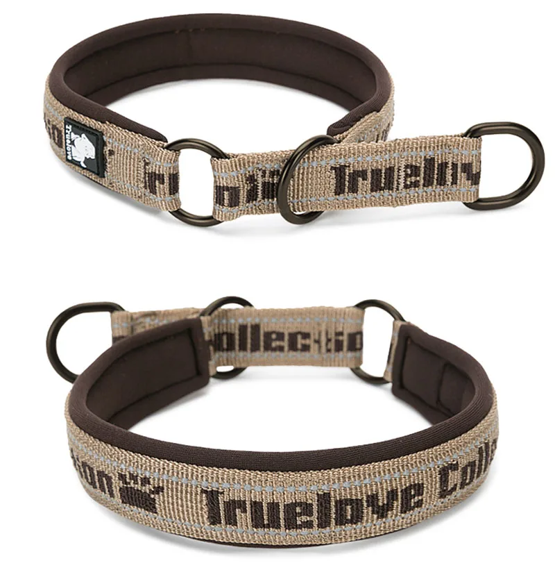 Truelove Neoprene Dog Choker Collar Nylon Soft Embroider Dog Slip Collar Training Reflective Adjustable Pitbull Collier Chien