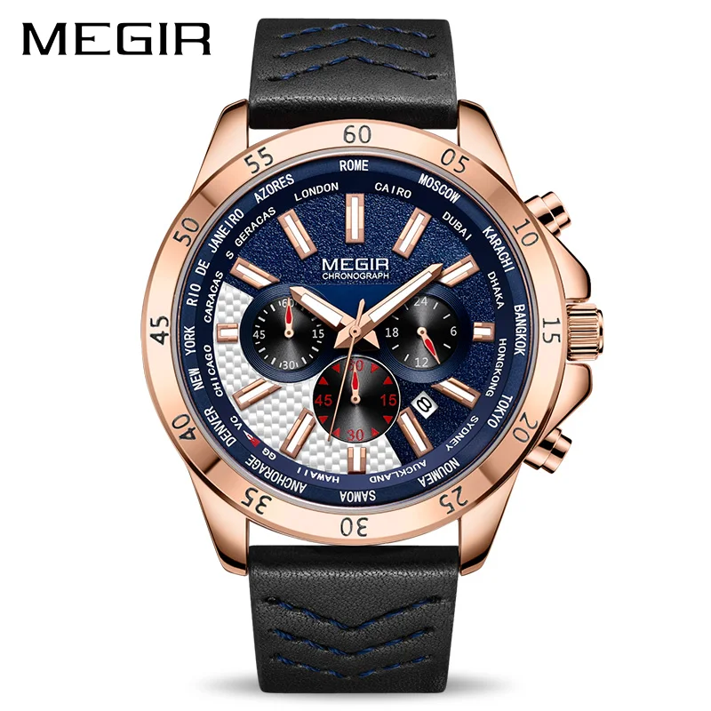

Megir Watches Men Luxury Brand Quartz Watch Fashion Chronograph Watch Reloj Hombre Sport Clock Male Hour Relogio Masculino